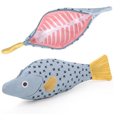elephtree Elephtree Fish Shape Novelty Pencil Case with Simulated Fishbone Lining Pen Bag Coin Purse Funny Pencil Pouch