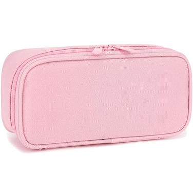 FlowFly Large Capacity Pencil Case for Kids Boys Girls Zippered MultiFunctional Pen Pouch Soft Portable Pencil Bag for School Teens Students Pink