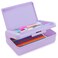 Nuozme Double Layer Pencil Box Hard Pencil case 2 Compartments Plastic Large Capacity Pencil Case with Snaptight Lid Hard Storage Organizer Box for Girl Boy MediumsizedPurple