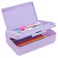 Nuozme Double Layer Pencil Box Hard Pencil case 2 Compartments Plastic Large Capacity Pencil Case with Snaptight Lid Hard Storage Organizer Box for Girl Boy MediumsizedPurple