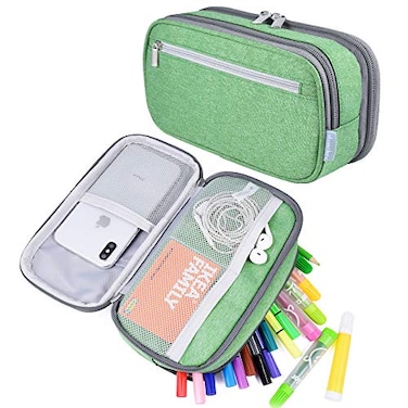 Chelory Big Pencil Case Large Capacity Pencil Bag Pouch High Storage Pen Holder Marker Makeup Bag Office Desk Stationery Organizer Supplies AdultsGreen