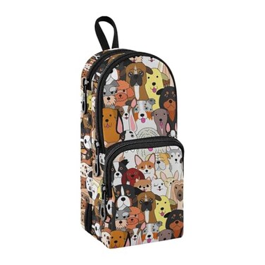 Sletend Dog Funny Pencil Bag Big Capacity 3 Compartment Pouch Pen Bag Print Pencil Pen Case