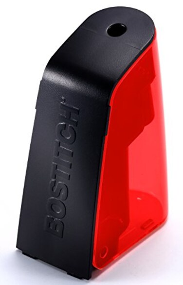 Bostitch Office Battery Pencil Sharpener Hinged Tray Colored Pencil Compatible Red BPS2RED