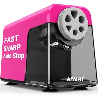 AFMAT Heavy Duty Electric Pencil Sharpener 6 Holes Auto Stop Pencil Sharpeners Plug in Classroom Pencil Sharpener for 611mm Pencils Super Fast Save Pencils Teacher Must Have PSX1