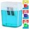 Enday Pencil Sharpener Dual Hole Manual Blue Jumbo Crayon Sharpener with Cover and Bin Handheld Color Pencil Sharpeners for Large Standard Pencils Also Available in Red Green Purple 1 Pc By