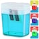 Enday Pencil Sharpener Dual Hole Manual Blue Jumbo Crayon Sharpener with Cover and Bin Handheld Color Pencil Sharpeners for Large Standard Pencils Also Available in Red Green Purple 1 Pc By