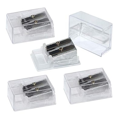 WEKOIL Pencil Sharpeners Metal Dual Double Hole Hand Held Sharpener with Case Catching Shavings Manual Sharpener Bulk Pack 4 Sharpening Colored Wood Cased HB 2 Pencils Jumbo Crayon Cosmetic