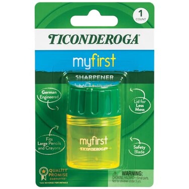 Ticonderoga My First Pencil Sharpener 1 Hole Large Barrel YellowGreen