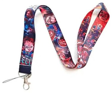 Pinstant Chucky Childs Play Horror Movie Halloween 177 Neck Lanyard Keychain Holder ID Badge Mobile Phone Pin Strap Mixed