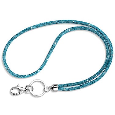 Artscope ID Card Holder Lanyard 348 All Around Bling Crystal Neck Strap Lanyard Womens Chain ID Badge Holder Necklace Blue