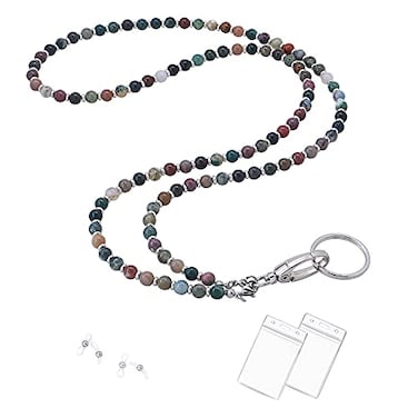 C&L Accessories CL Accessories Lanyard for ID Badges Holder Beaded Cute Lanyard for Keys Neck Lanyards for Glasses Chain Strap for Women Indian Agate