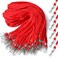 Epakh 200 Pcs Lanyards for ID Name Badge Holder Neck Lanyard Flat with Clips Neck Straps for Office School NurseRedCotton