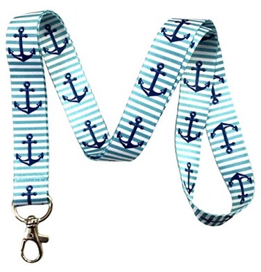 Execucat Anchor Stripes Lanyard Keychain ID Badge Holder