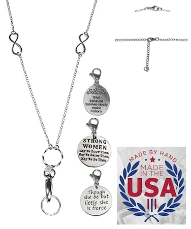 Hidden Hollow Beads 3 Charm Pack Womens Strong Chain Lanyard for ID Badge Card Holder Teacher Nurse Cruise Keys Keychain Phone