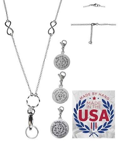 Hidden Hollow Beads 3 Charm Pack Womens Strong Chain Lanyard for ID Badge Card Holder Teacher Nurse Cruise Keys Keychain Phone