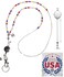 Hidden Hollow Beads Retractable Badge Reel Womens Hand Beaded Lanyard Strong ID Card Holder 34 USA Keys Teacher Nurse Cruise Autism Awareness