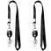 HoAoOo 2 Lanyards 2 Retractable Badge Reel with Clip and Key Ring for ID Card Holders Black