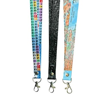 PAPER PLANE LONDON Set of 3 Teacher Lanyard neck strap ID HOLDER Safety Breakaway clip WORLD MAP EMC2 PERIODIC TABLE