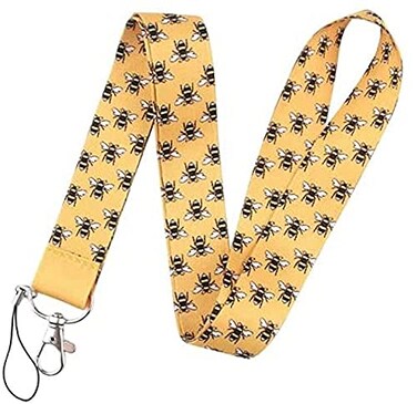 Pinstant Honey Bee Bumblebee Insect Animal Yellow 177 Neck Lanyard Keychain Holder ID Badge Mobile Phone Pin Strap
