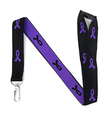 Vinylcation Purple Awareness Ribbon Lanyard for Supporting Alzheimers Fibromyalgia Lupus Epilepsy and Many More Great Causes Keychain and ID Holder for Keys or Badge Durable Woven Polyester