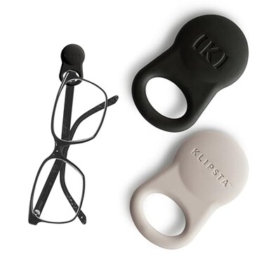 KLIPSTA SPEX Glasses Clips BlackStone 2pack Magnetic Glasses Holder for Clothes Eyewear Strap Alternative ID Badge Holder