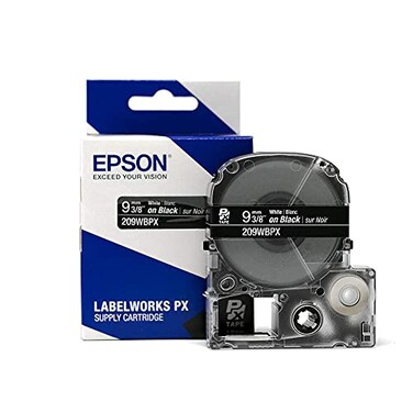 LABELWORKS Epson 209WBPX PET Tape Cartridge White on Black Standard Industrial Label Maker Tape 38 9MM Wide 30 ft