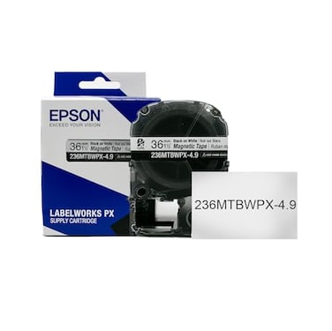 LABELWORKS 236MTBWPX49 Magnetic Tape Cartridge Black on White Magnet Label Maker Tape 15 36MM Wide 49 ft White