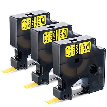 AONOMI Aonomi Compatible with DYMO 18054 Rhino Heat Shrink Tube 38 Yellow Use with DYMO Rhino 5200 4200 5000 6000 Industrial Label Maker Black on Yellow 38 x 493Pack