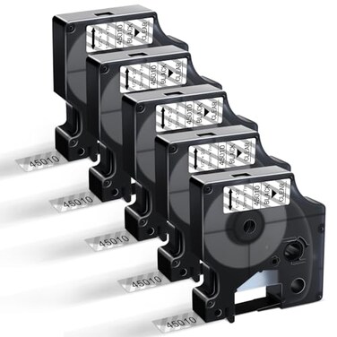 BEYONDTEK 45010 Label Tape Work for Dymo D1 Black on Clear Tape Compatible with Dymo Label Maker Refills Clear 12 Inch x 23 Ft for DYMO LabelManager 160 PnP 260P 210D 280 420 450D5 Cartridges