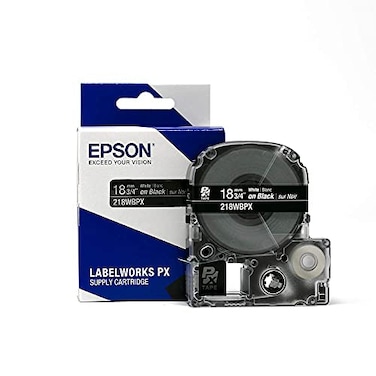 LABELWORKS Epson 218WBPX Genuine PET Polyester Tape Cartridge White on Black Industrial Label Maker Tape 34 18MM Wide 30 ft
