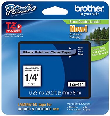 TZe Tapes Genuine Brother 14 6mm Black on Clear TZe PTouch Tape for Brother PTD400 PTD400 Label Maker