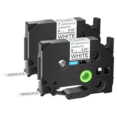 greencycle GREENCYCLE 2 Pack TZe221 9mm 035 Label Tape Compatible for Brother PTouch TZ221 TZe221 TZ221 9mm 035 Laminated White Tape for Ptouch PTD200 D210 D400 D600 H100 H110 PTP700 P750W Label Maker