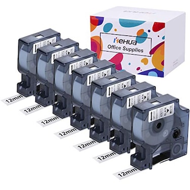 hehua Hehua 7 Pack 45013 Maker Tape Compatible with Dymo D1 Label Maker Refills S0720530 12 Inch x 23 Ft Black on White Labeling Tape for Label Manager 160 280 450 210D 360D 420P 260P 450D