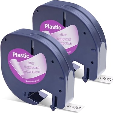 Label Orison Compatible with Dymo Label Maker Refill 16952 Clear Plastic Label Tape for Dymo LetraTag Refills LetraTag Plus LT100H LT100T 200B12 x 1312mmx4m Black on Clear 2Pack