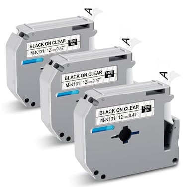 BOYEEZON MK131 M Tape Replace for Brother P Touch MK131S M131 MK131 PTM95 PTouch Plastic Label Clear Tape 12mm 047 for Brother PTouch PT65 PT80 PT70 PT45 PT90 Label Makers 3 Pack