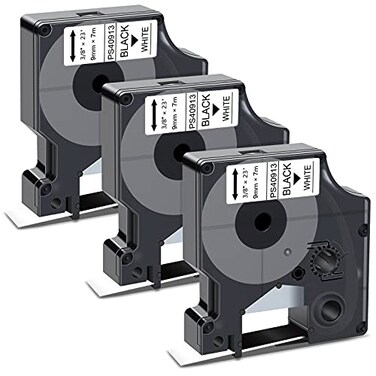 Pristar Compatible Label Tape Replacement for Dymo D1 40913 S0720680 Black on White 9mm Standard Label Tape for Dymo LabelManager 160 210D 280 360D 420P PnP 450 Duo 38 in x 23 Ft 3Pack