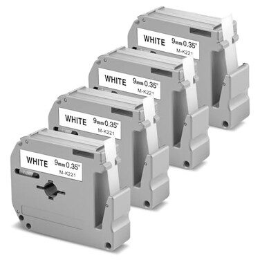 Greateam Replacement for Brother M Tape 9mm MK221 M221 MK221 MK221s Compatible with Brother P Touch PTM95 PT70BM PT70 PT65 PT80 PT90 Label Makers 38Inch 9mm x 8m Black on White 4Pack