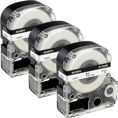 AONOMI Replacement for Epson LABELWORKS Label Maker Tape 12mm 12 LK4WBN LC4WBN 4WBN9 SS12KW Compatible with Epson LabelWorks LW400 LW300 LWPX400 LWC610PX 3Pack by Aonomi