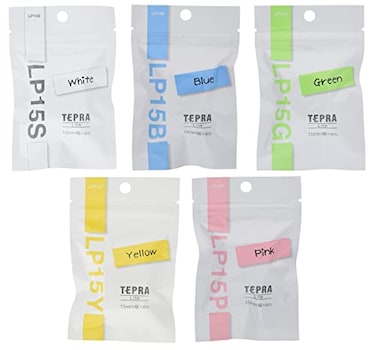 TEPRA King Jim Lite Tape Labeling Tape Lite 5 Color Set White Blue Green Yellow Pink Japan Import with Kanji Love Sticker