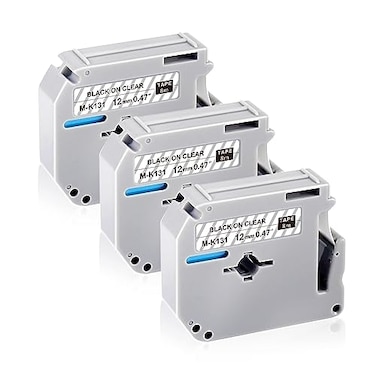 UNOKA Compatible for Brother Ptouch M Tape Clear M131 MK131 MK131 12mm 047 Black on Clear Label Tape Work for PT65 PT85 PTM95 PT90 PT70 Label Makers 3 Pack