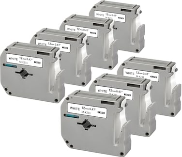 Weemay 7 Pack MK231S Compatible for Brother Label Tape 12mm 047 Inch Black on White MK231 MK231 M231 M231 Plastic Labeling Tape for PTouch PT90 PT80 PT70 PT85 PTM95 PT65 Label Maker