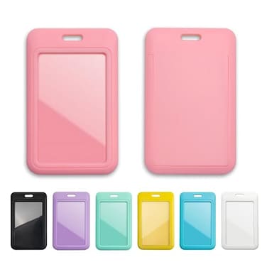Lanyardio 1 Pcs Sliding ID Badge Holder with Clear Window Pink ID Card Protector Pouch for Office School ID Credit Cards Proximity Key Cards Drivers Licenses and Passes