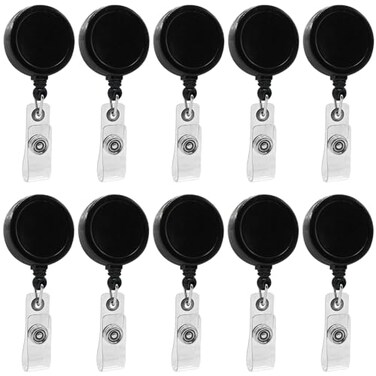 JBKHDTB 10 Pack Retractable ID Badge Holder Badge Reels with Swivel Alligator Clip Bulk Pack Badge Holders by Premium Badges