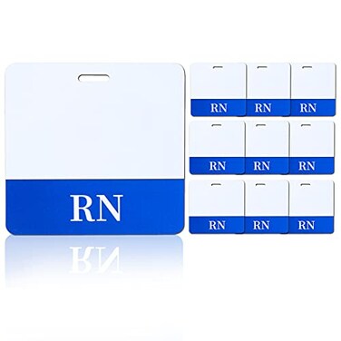 Carvoriy 10 Pieces RN Badge Card Nurse Badge Tag Double Sided PVC Badge Holders with Blue Background for Resident Nurses Blue34 x 33 Inch