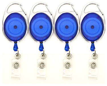 ONDEPOT 10pcs Translucent Blue Carabiner Retractable Badge ID Reel Premium Quality Retractable Badge Reel