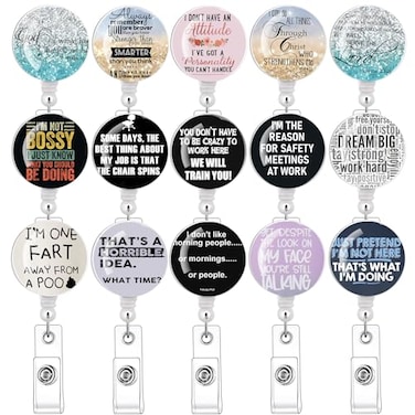 TAMHOO 15 Pcs Cute Badge Reels Retractable Badge HoldersId Badge Holder Retractable ClipPerfect for Men Women Coworkers