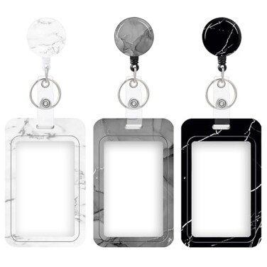 COOKOOKY 3 Set Heavy Duty Badge Holder with Retractable ReelID Badge Holder Key Card Work Badge Clip for Nurse Teacher Student Office Women Men
