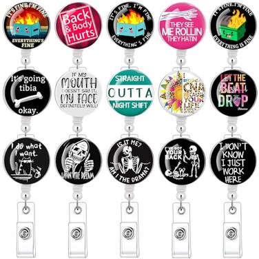 TAMHOO 5 Cute CNA Badge HoldersRetractable Dumpster Fire Lanyards for Hard Badge Accessories by Nurse Nursing Students