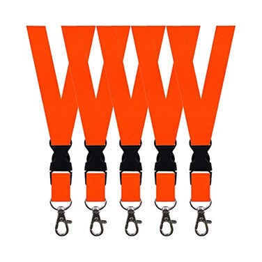 magpross 5 Pack Neck Safety Lanyards Detachable Buckle Enhanced Model Hook Breakaway Strap Quick Release Lanyard for ID Badge HoldersKeyWomen Men Cell Phones USB Whistles Orange Red