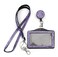 ALL in ONE Rhinestone Lanyard Bling Crystal Necklace Badge Reel Horizontal Card Holder for Business IdKey Purple